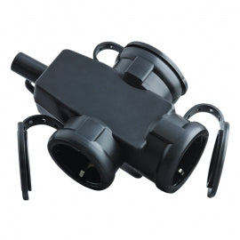 TROSTRUKA PRENOSNA PRIKLJUCNICA CRNA SA POKLOPCIMA TE 0156