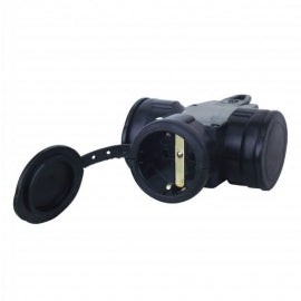 TROSTRUKA PRENOSNA PRIKLJUCNICA CRNA SA POKLOPCIMA TE 0156