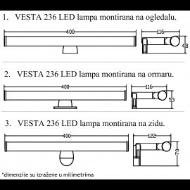 VESTA 236 ZIDNA LAMPA 6W 4000K HROM