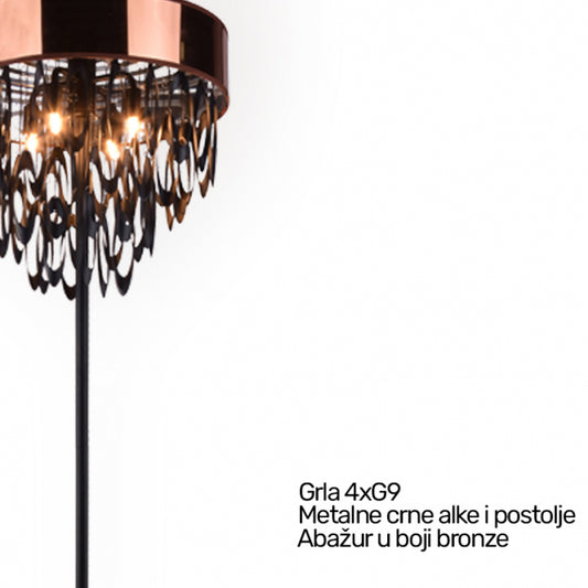 VESTA 252 PODNA LAMPA DE PE PAINT-PRETO/COBRE 4*G9 cooper/black
