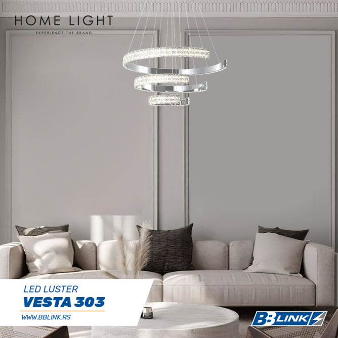 VESTA 303 LUSTER LED 85W 3000/4000/6000K chrome/kristal