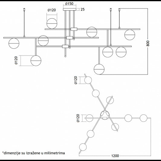 VESTA 308 LUSTER 9*G9 antique brass/black