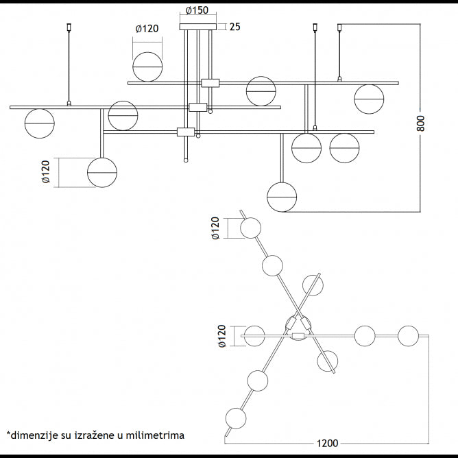 VESTA 308 LUSTER 9*G9 antique brass/black