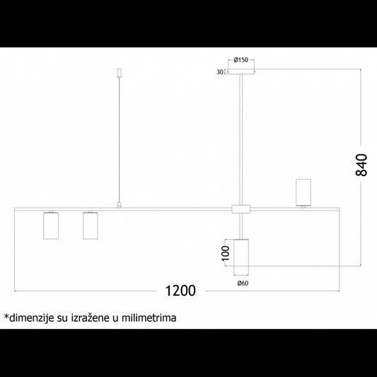 VESTA 310 LUSTER 4*GU10 CRNA