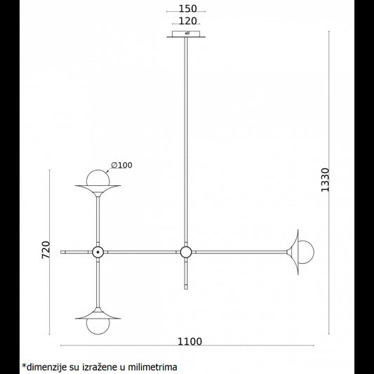 VESTA 318 LUSTER 3*G9 antique brass/black