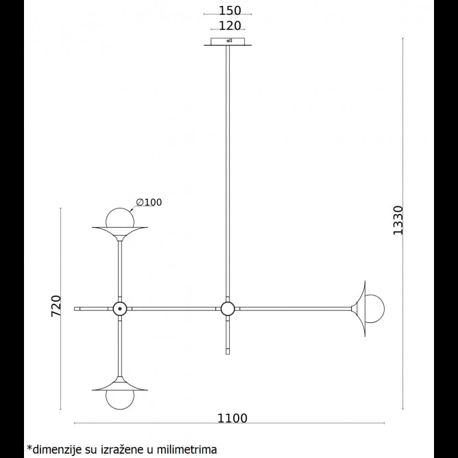 VESTA 318 LUSTER 3*G9 antique brass/black