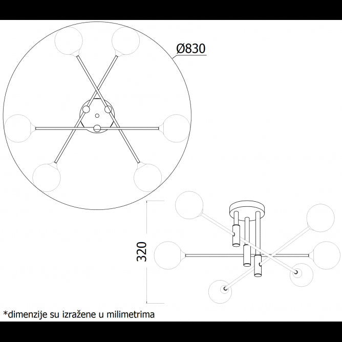 VESTA 322 LUSTER 6*G9 MESING/CRNA
