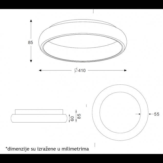 VESTA 344 PLAFONSKA SVETILJKA 32W 3000/4000K CRNA