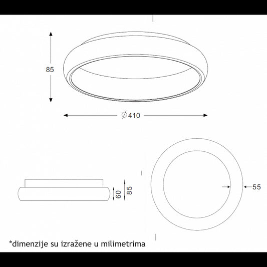 VESTA 344 PLAFONSKA SVETILJKA 32W 3000/4000K CRNA