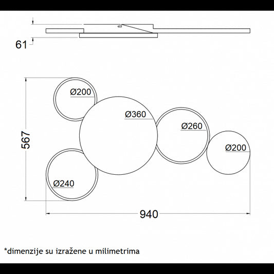 VESTA 373 PLAFONSKA SVETILJKA LED 65W 3000K CRNA
