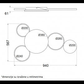 VESTA 373 PLAFONSKA SVETILJKA LED 65W 3000K CRNA