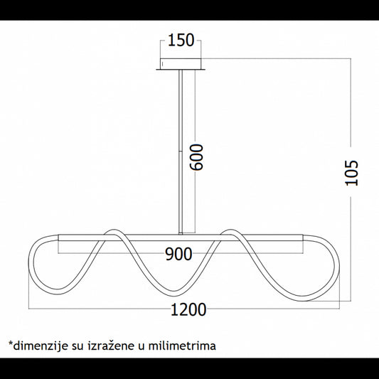 VESTA 386 LUSTER 60W 3000K MAT CRNA