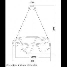 VESTA 387 VISILICA 80W 3000K CRNA
