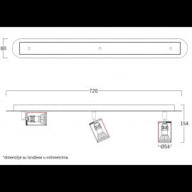 VESTA 414 SPOT 3*GU10 MESING/CRNA