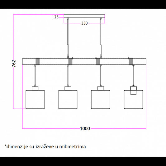 VESTA 435 LUSTER 4XE27 BELA/CRNA