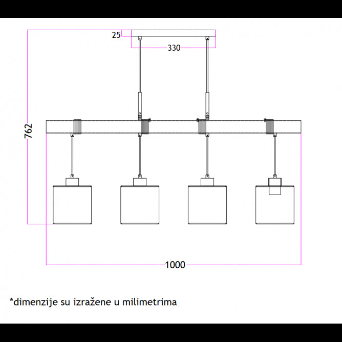 VESTA 435 LUSTER 4XE27 BELA/CRNA