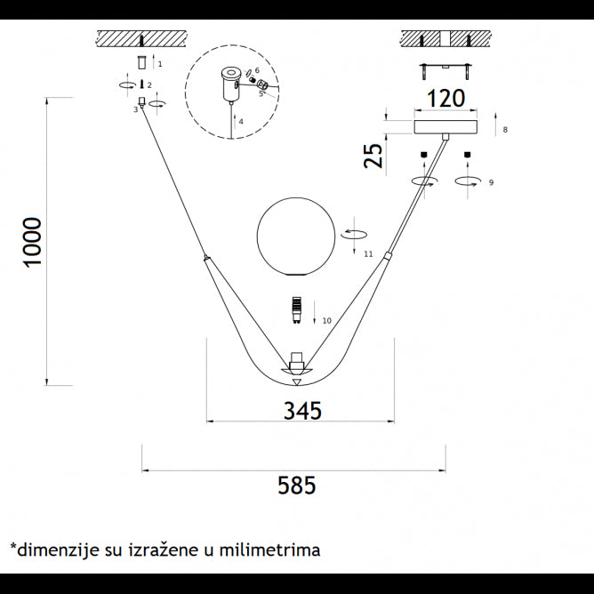 VESTA 448 VISILICA 1*G9 MESING