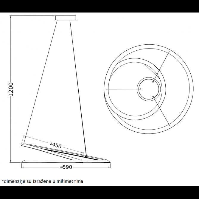 VESTA 463 VISILICA LED 46W 4000K CRNA