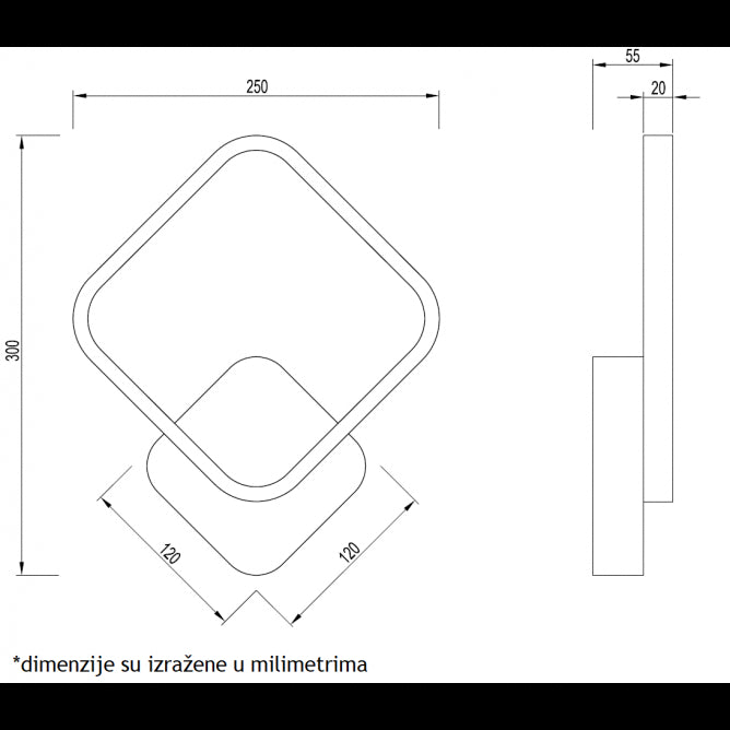 VESTA 465 ZIDNA LAMPA 12W 3000K CRNA