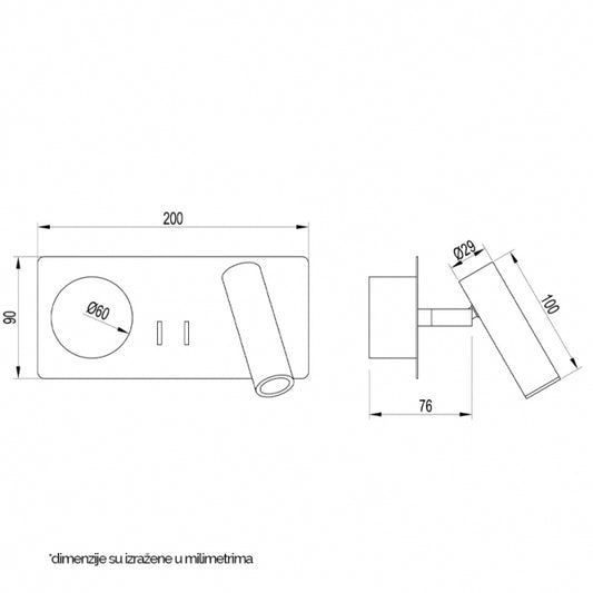 VESTA 478 ZIDNA LAMPA 3W+3W 3000K BELA