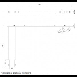 VESTA 484 VISILICA/PLAFONSKA SVETILJKA 33W+2*5W+2*6W 3000K CRNA