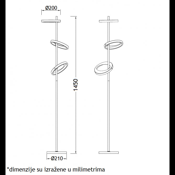 VESTA 487 PODNA LAMPA 30W 3000K CRNA