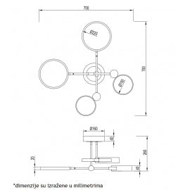 VESTA 488 LUSTER 38W 3000K CRNA/MESING