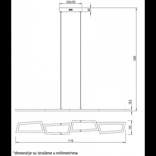 VESTA 493 LUSTER 37W 3000K CRNA