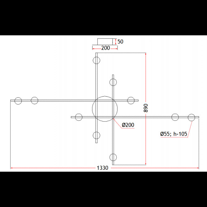 VESTA 509 PLAFONSKA SVETILJKA 10*GU10 MESING/CRNA