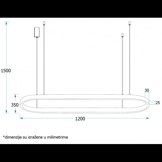 VESTA 519 VISILICA 60W 3000K BELA (1200x350 mm)