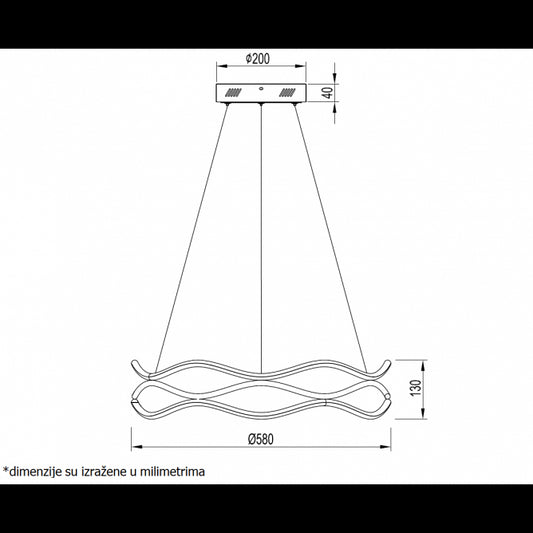 VESTA 542 VISILICA 55W 3000K CRNA/MESING