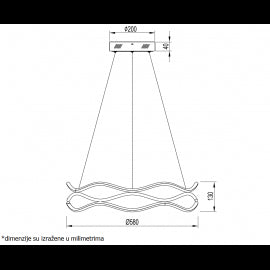 VESTA 542 VISILICA 55W 3000K CRNA/MESING