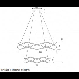 VESTA 543 VISILICA 120W 3000K CRNA/MESING