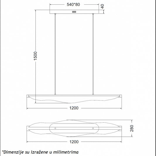 VESTA 598 VISILICA 40W 3000K CRNA/MESING