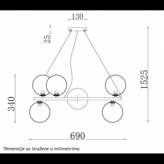 VESTA 604 LUSTER 6*E14 MESING