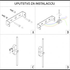 VESTA 654 ZIDNA LAMPA LED 8W 3000K CRNA/ZLATO