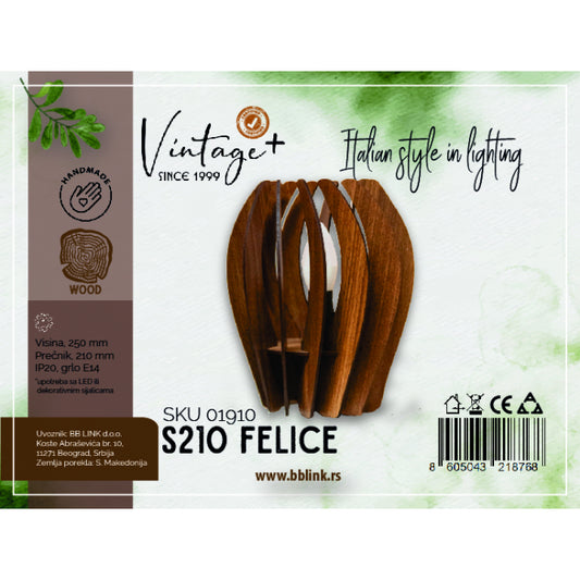 VINTAGE FELICE S210 STONA LAMPA 1*E14 (O 210 mm, h-250 mm) - SKU01910