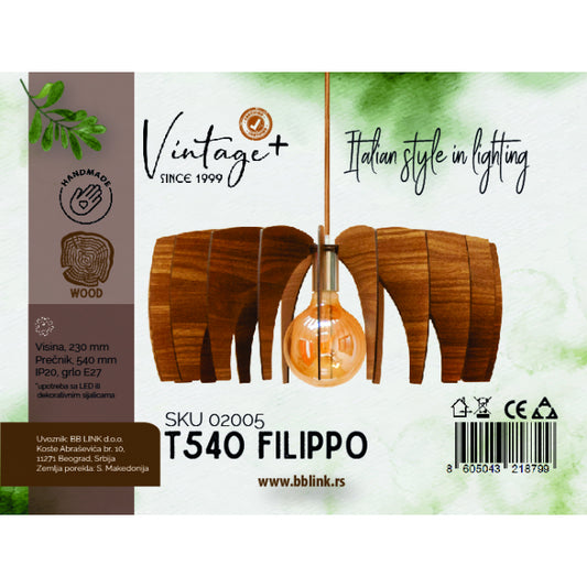 VINTAGE FILIPPO T540 VISILICA 1*E27 (O 540 mm, h-230 mm) - SKU02005