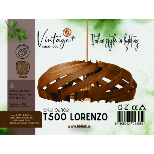VINTAGE LORENZO T500 VISILICA 1*E27 (O 500 mm, h-250 mm) - SKU02302