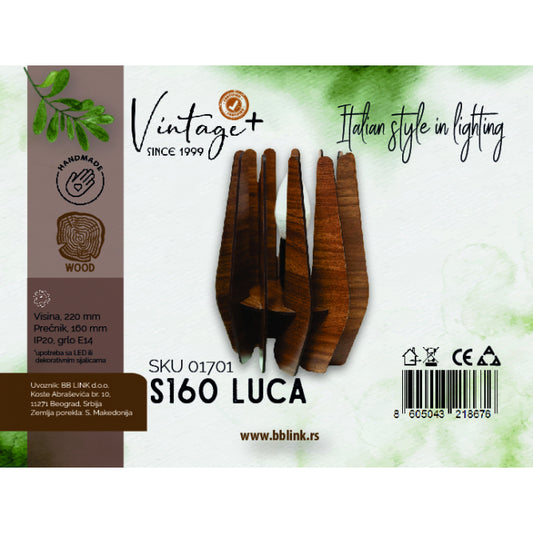 VINTAGE LUCA S160 STONA LAMPA 1*E14 (O 160 mm, h-220 mm) - SKU01701