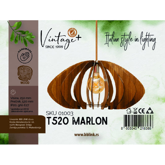 VINTAGE MARLON T520 VISILICA 1*E27 (O 520 mm, h-250 mm) - SKU01003