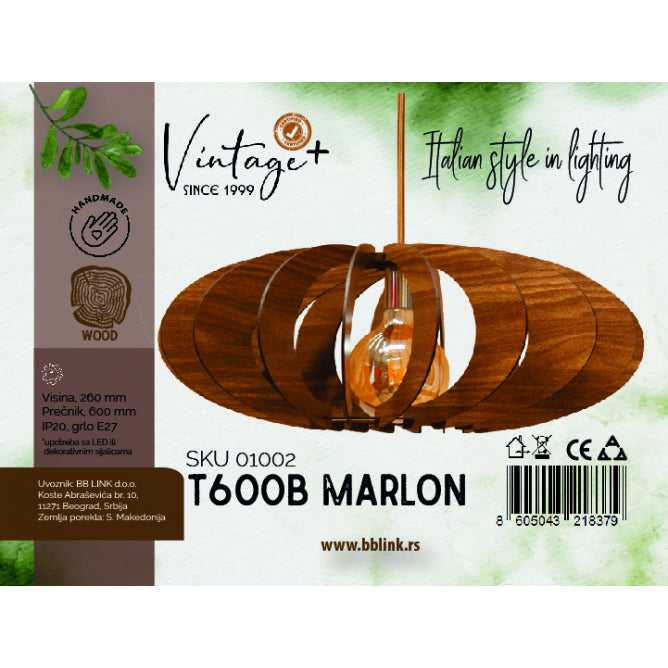 VINTAGE MARLON T600B VISILICA 1*E27 (O 600 mm, h-260 mm) - SKU01002