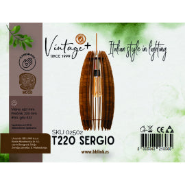 VINTAGE SERGIO T220 VISILICA 1*E27 (O 220 mm, h-450 mm) - SKU02502
