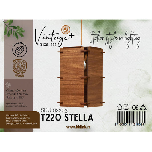 VINTAGE STELLA T220 VISILICA 1*E27 (O 220 mm, h-360 mm) - SKU02203