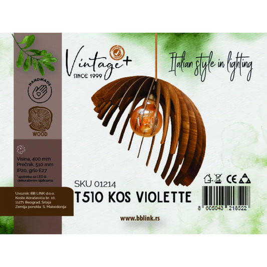 VINTAGE VIOLETTE T510 KOS VISILICA 1*E27 (O 510 mm, h-400 mm) - SKU01214